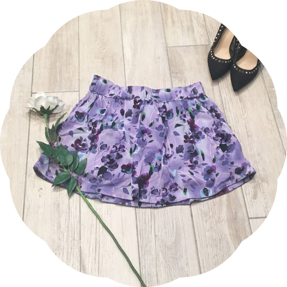 Charlotte Russe Purple Floral Skirt